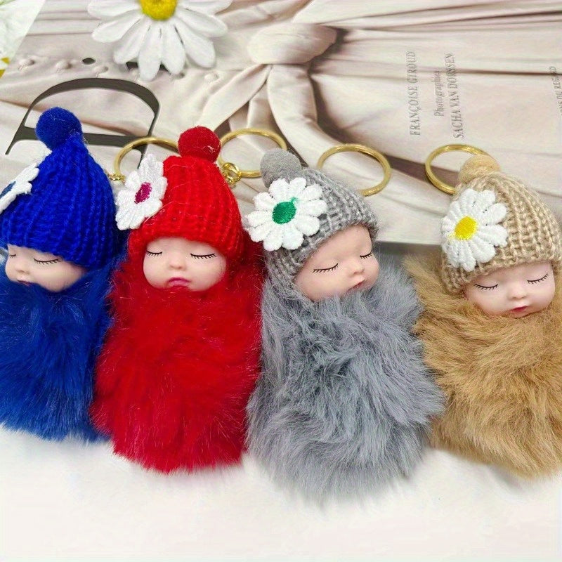 10pcs Plush Sleeping Doll Keychain Set, Street Style Hat Doll Pendant - Ideal for Christmas, Valentine'S Day, Halloween, Mother'S Day Gifts